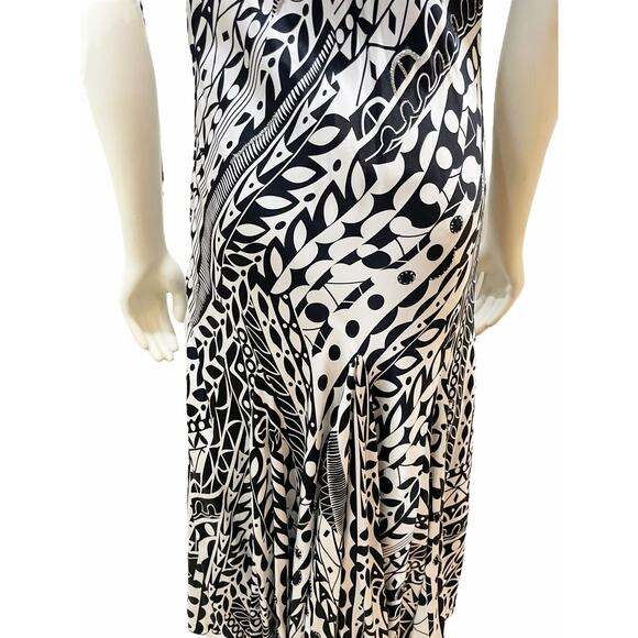 Nina Austin Silk Beaded Abstract Black and White Dress Large - Picture 8 of 16